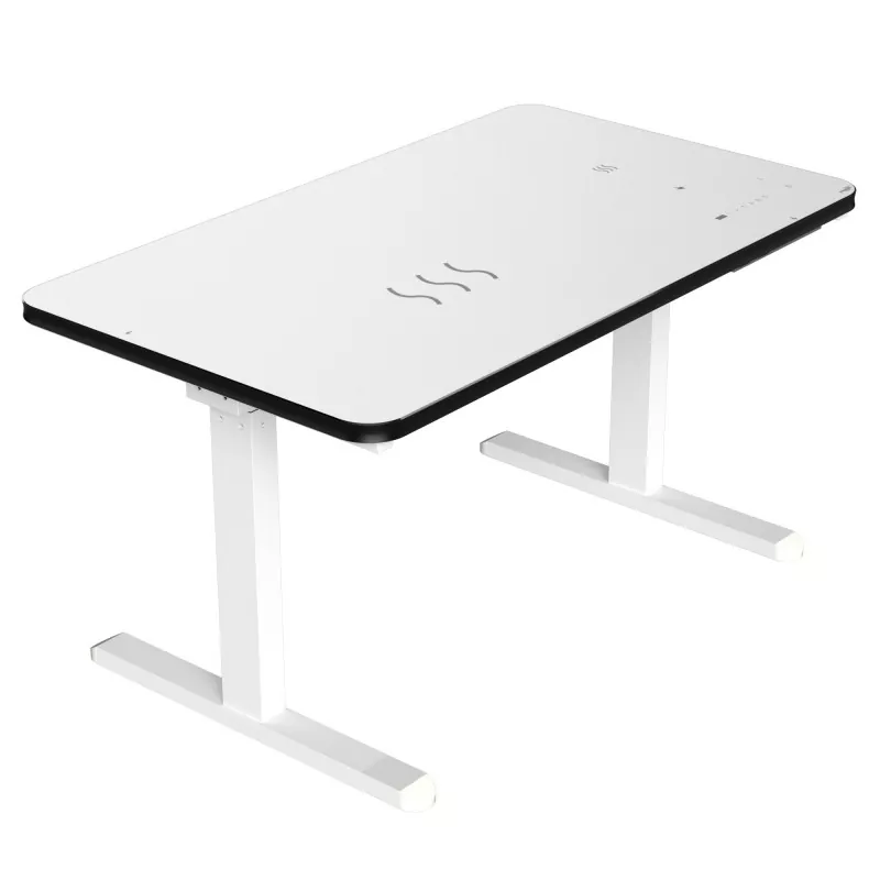 Bela steklena deska dvojna motorna dvižna miza