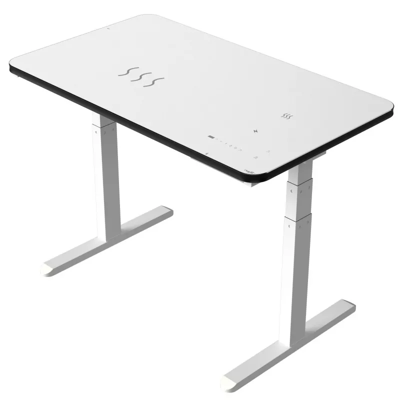 Bela steklena deska dvojna motorna dvižna miza